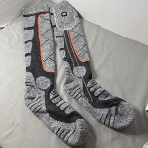 Rechargeable Heated Socks Unisex Gray Black Padded Heel and Toe Hunting Fishing